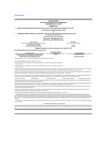 Thumbnail Structure Therapeutics 10-K Annual Report 2024