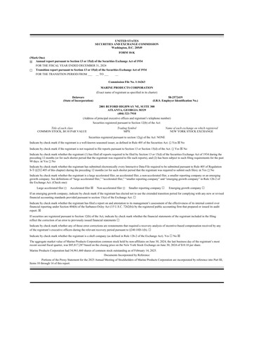 Thumbnail Marine Products Corporation 10-K Annual Report 2024