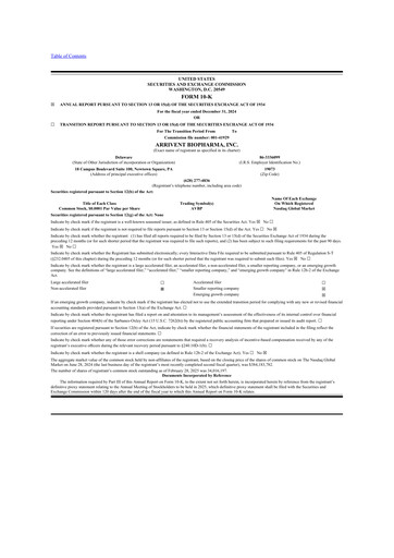 Miniature ArriVent BioPharma 10-K Rapport annuel 2024