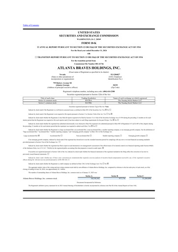 Thumbnail Atlanta Braves Holdings 10-K Annual Report 2024
