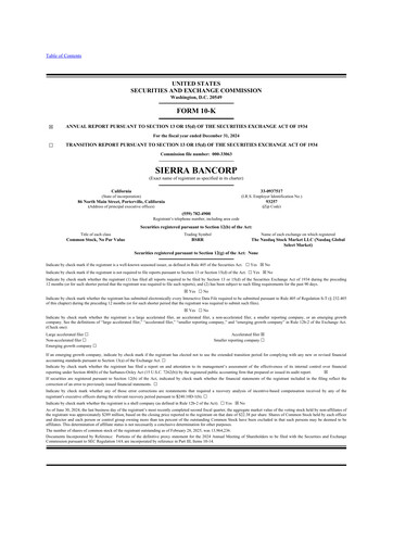 Thumbnail Sierra Bancorp
 10-K Annual Report 2024
