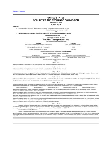 Thumbnail Y-mAbs Therapeutics
 10-K Annual Report 2024