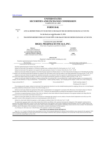 Thumbnail Rigel Pharmaceuticals 10-K Annual Report 2024