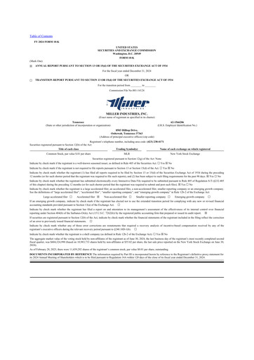 Thumbnail Miller Industries 10-K Annual Report 2024