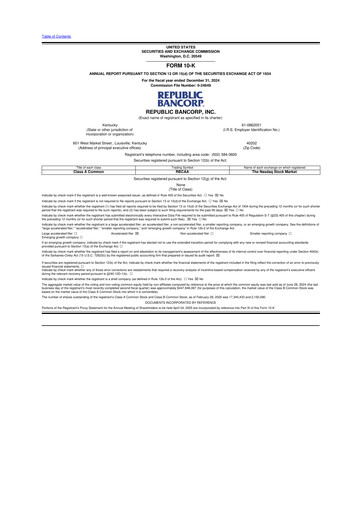 Thumbnail Republic Bank 10-K Annual Report 2024