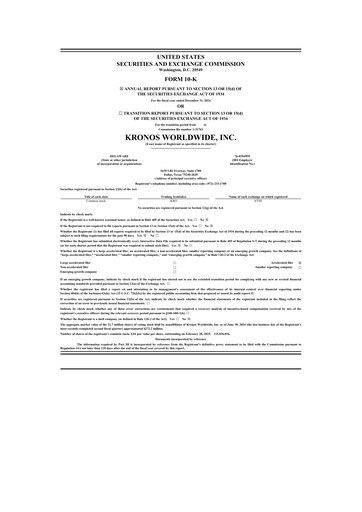 Thumbnail Kronos Worldwide 10-K Annual Report 2024