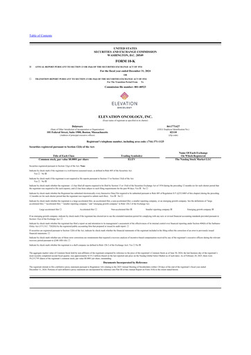 Vorschaubild Elevation Oncology 10-K Jahresbericht 2024