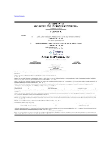 Vorschaubild Zenas BioPharma 10-K Jahresbericht 2024