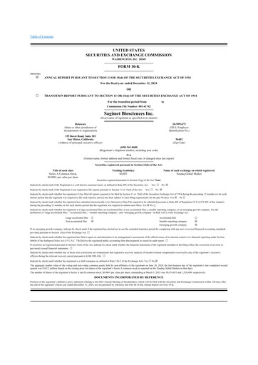 Vorschaubild Sagimet Biosciences 10-K Jahresbericht 2024