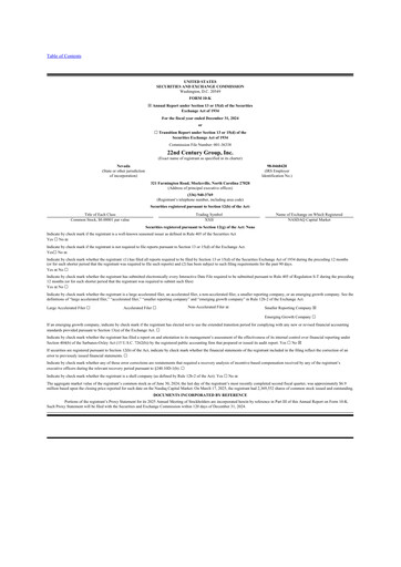 Thumbnail 22nd Century Group
 10-K Annual Report 2024