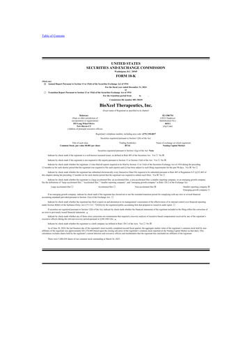 Vorschaubild BioXcel Therapeutics 10-K Jahresbericht 2024