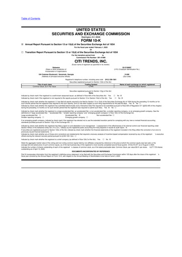 Thumbnail Citi Trends, Inc. 10-K Annual Report 