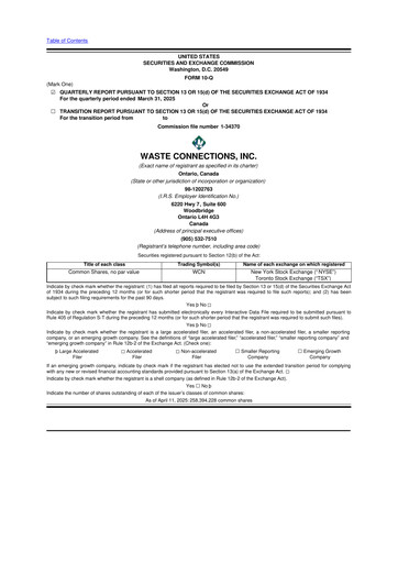 Thumbnail Waste Connections 10-Q Quarterly Report FY2025 