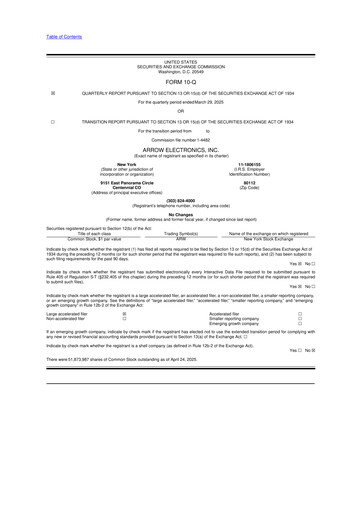 Thumbnail Arrow Electronics
 10-Q Quarterly Report FY2025 