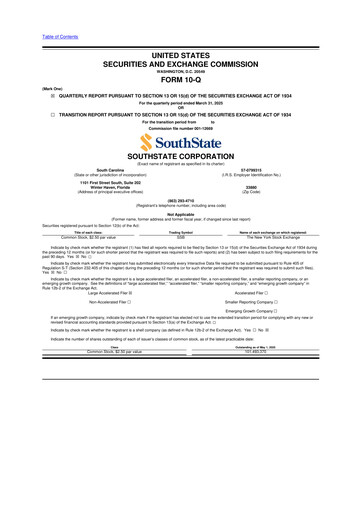 Thumbnail South State Corp 10-Q Quarterly Report FY2025 