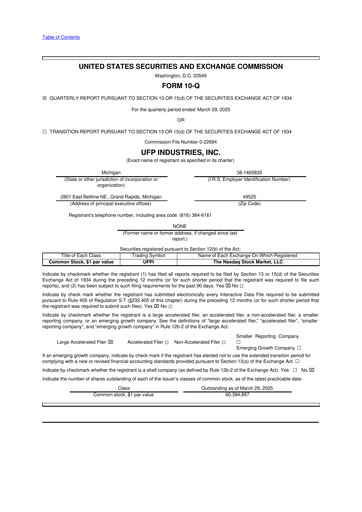 Thumbnail UFP Industries
 10-Q Quarterly Report FY2025 