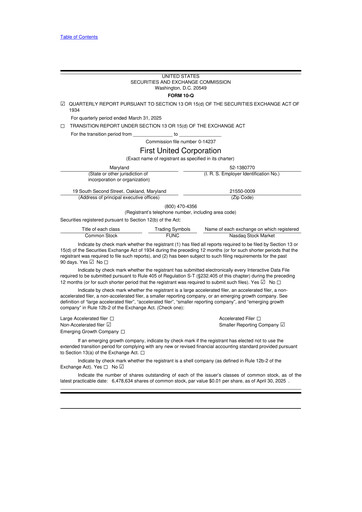 Thumbnail First United Corporation 10-Q Quarterly Report FY2025 