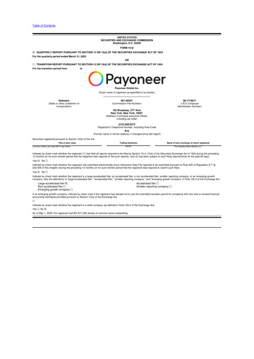 Thumbnail Payoneer 10-Q Quarterly Report FY2025 