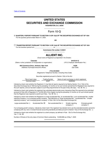 Thumbnail Allient 10-Q Quarterly Report FY2025 
