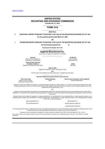 Thumbnail Sagimet Biosciences 10-Q Quarterly Report FY 