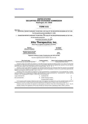 Thumbnail Xilio Therapeutics 10-Q Quarterly Report FY2025 