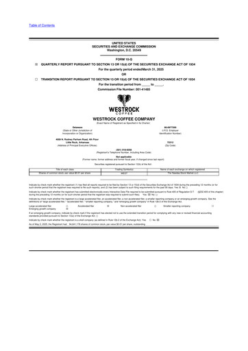 Vorschaubild Westrock Coffee 10-Q Quartalsbericht 2025 