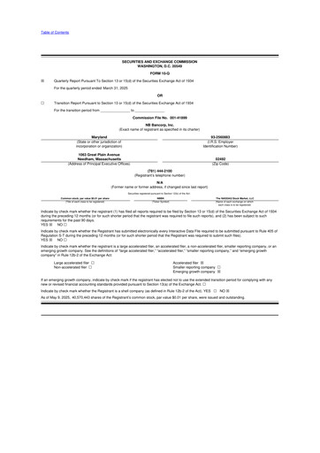 Thumbnail NB Bancorp 10-Q Quarterly Report FY2025 