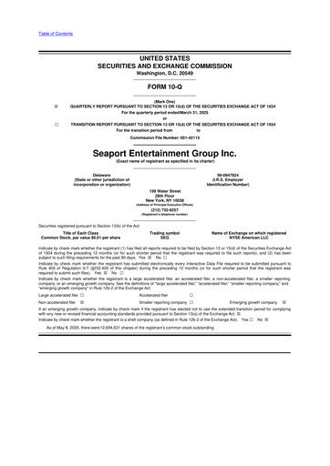 Vorschaubild Seaport Entertainment Group 10-Q Quartalsbericht 2025 