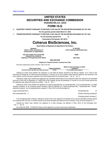 Thumbnail Coherus BioSciences
 10-Q Quarterly Report FY2025 