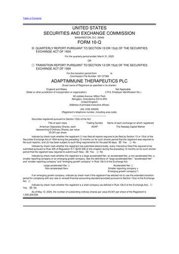 Vorschaubild Adaptimmune Therapeutics 10-Q Quartalsbericht 2025 