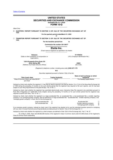 Thumbnail Elutia 10-Q Quarterly Report FY2025 