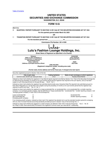 Thumbnail Lulu's Fashion Lounge 10-Q Quarterly Report FY2025 