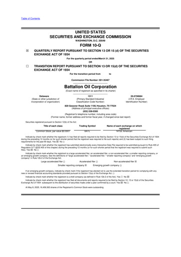 Vorschaubild Battalion Oil 10-Q Quartalsbericht 2025 