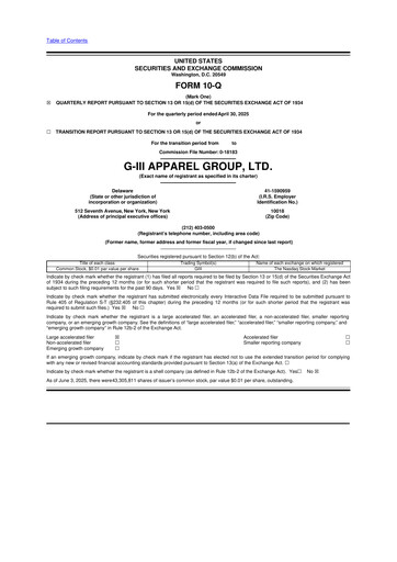 Vorschaubild G-III Apparel Group 10-Q Quartalsbericht 2025 