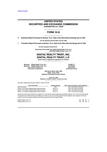 Thumbnail Digital Realty 10-Q Quarterly Report FY 