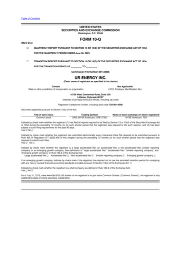 Thumbnail Ur-Energy 10-Q Quarterly Report FY2025 