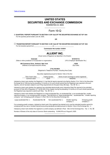 Thumbnail Allient 10-Q Quarterly Report FY2025 