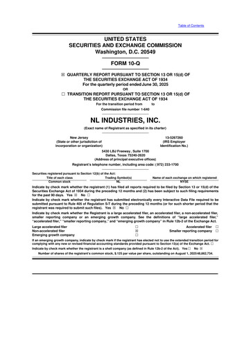 Thumbnail NL Industries 10-Q Quarterly Report FY2025 