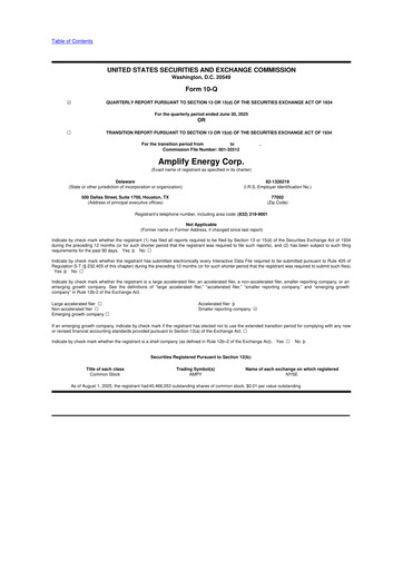 Vorschaubild Amplify Energy
 10-Q Quartalsbericht 2025 