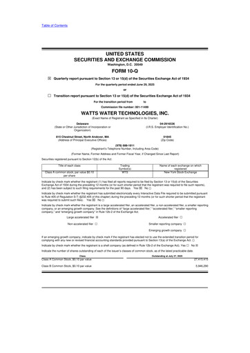 Thumbnail Watts Water Technologies
 10-Q Quarterly Report FY2025 