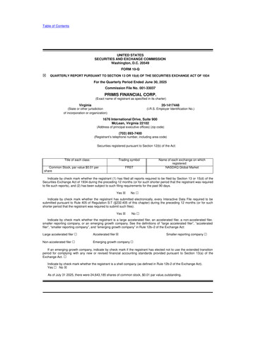 Thumbnail Primis Financial 10-Q Quarterly Report FY2025 