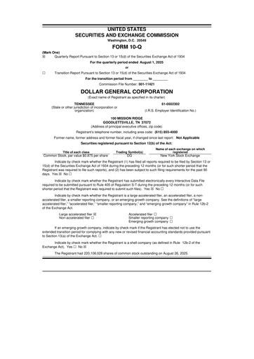 Thumbnail Dollar General 10-Q Quarterly Report FY2025 