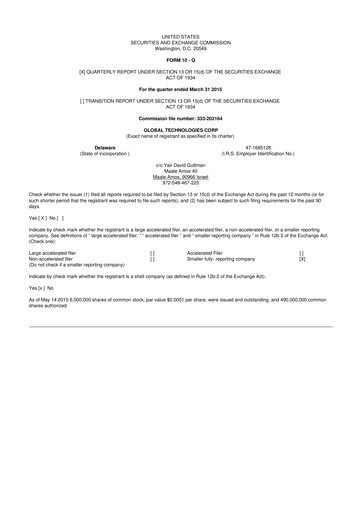 Vorschaubild Avalon GloboCare 10-Q Quartalsbericht 2015 