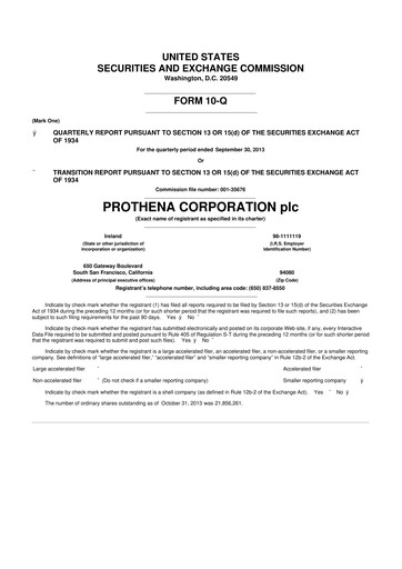 Thumbnail Prothena 10-Q Quarterly Report FY2013 