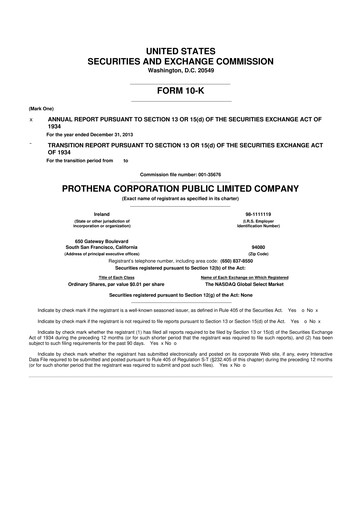 Vorschaubild Prothena 10-K Jahresbericht 2013