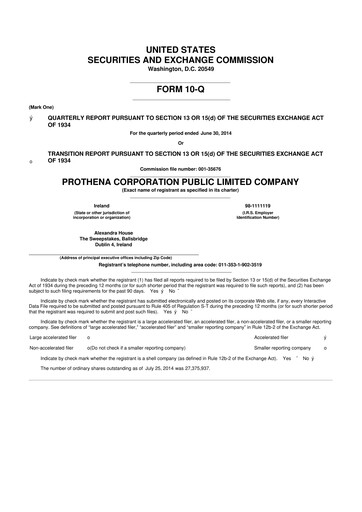 Thumbnail Prothena 10-Q Quarterly Report FY2014 