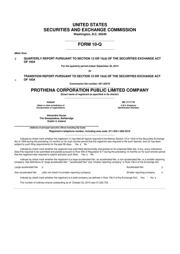 Thumbnail Prothena 10-Q Quarterly Report FY2015 
