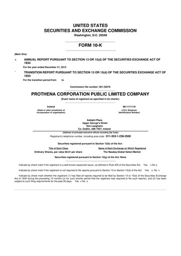 Vorschaubild Prothena 10-K Jahresbericht 2015