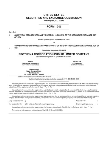 Thumbnail Prothena 10-Q Quarterly Report FY2016 