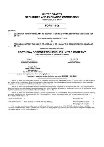 Thumbnail Prothena 10-Q Quarterly Report FY2017 
